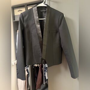 Black Satin Lapel Blazer